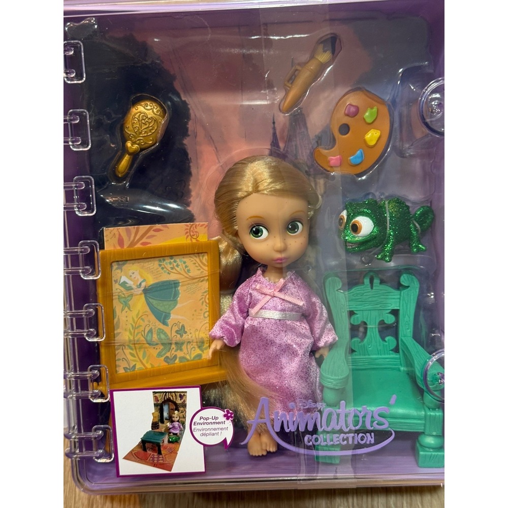 NWT Disney Animators Collection Rapunzel Tangled Mini Doll Play Set Purple Case - Picture 4 of 8
